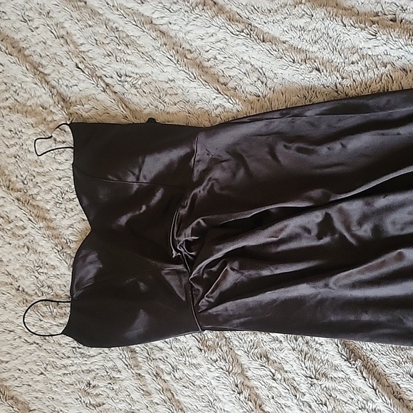 Black Silk Thigh Slit Cocktail Dress - Picture 1 of 4